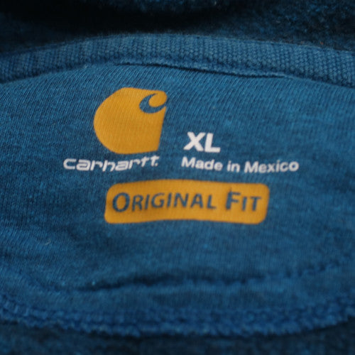 Carhartt Men's Blue XL Pullover Hoodie Relaxed Fit Logo Heavyweight
