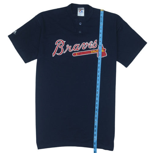 Majestic Men's Blue XL Braves Henley Sports T-Shirt