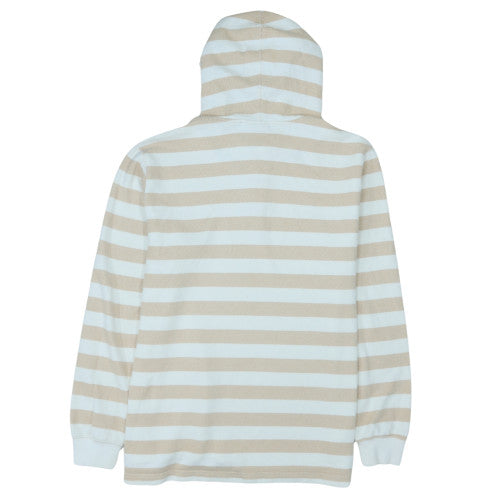 Adidas Men's Beige Striped Henley Hoodie 4XL Cotton Casual