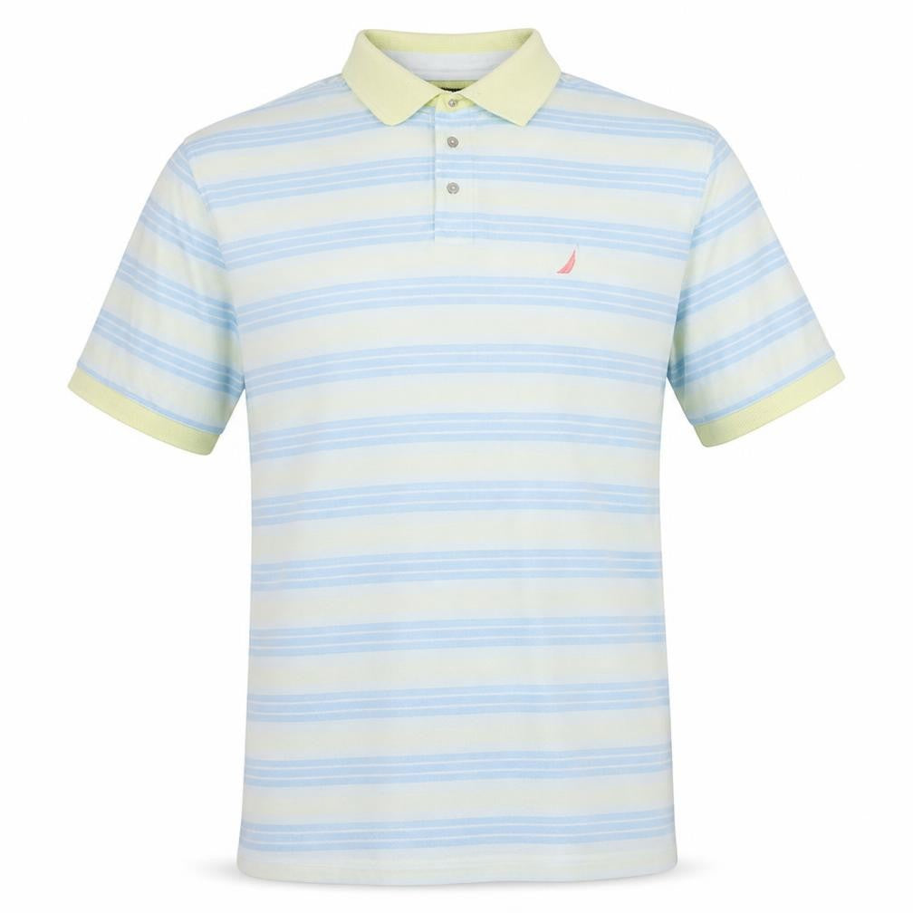 Nautica Men’s Blue Striped 2XL Cotton Polo Shirt