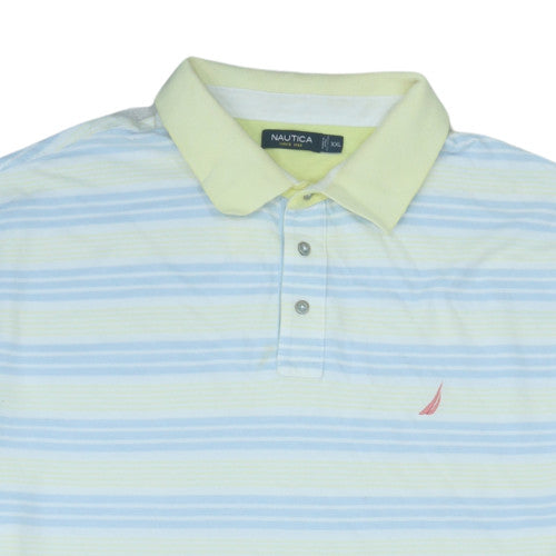 Nautica Men’s Blue Striped 2XL Cotton Polo Shirt