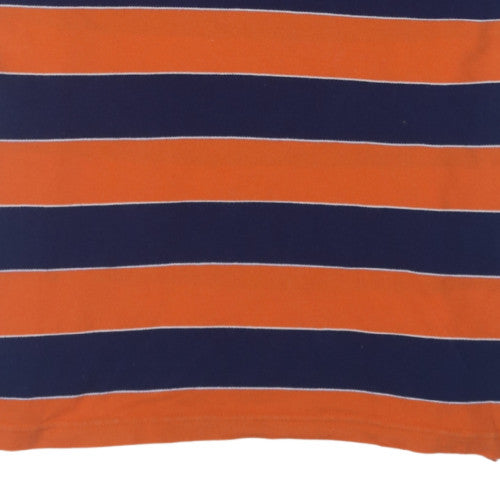 Chaps Men's Orange & Navy Striped Polo Shirt XL Cotton Classic Fit