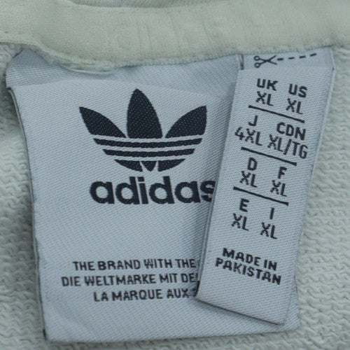 adidas Men's White XL Pullover Hoodie with Logo Pocket