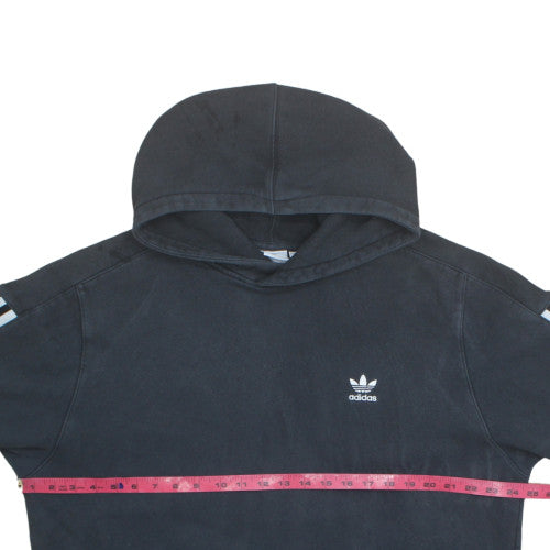 Adidas Men Black Hoodie L Pullover Cotton Fleece 3-Stripes