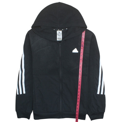 Adidas Mens Black L Fleece Full Zip Hooded Sports Jacket