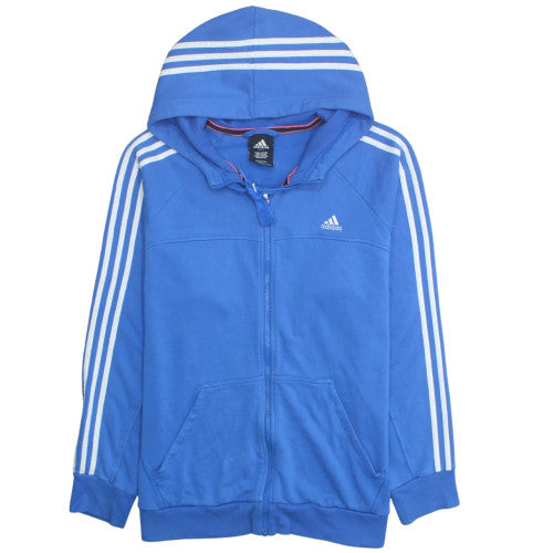 Adidas Mens Blue Full Zip Hoodie Size L Cotton Polyester Essentials