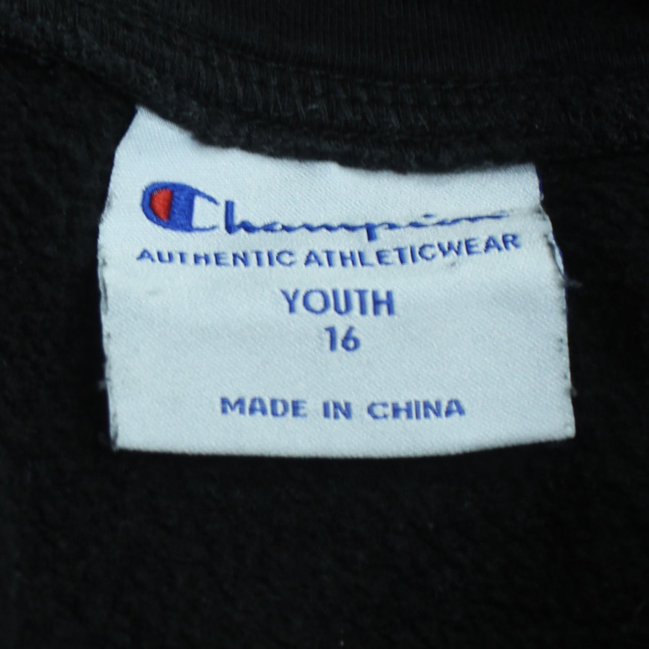 Champion Boys Black Pullover Hoodie Youth 16 Embroidered Logo Cotton Blend