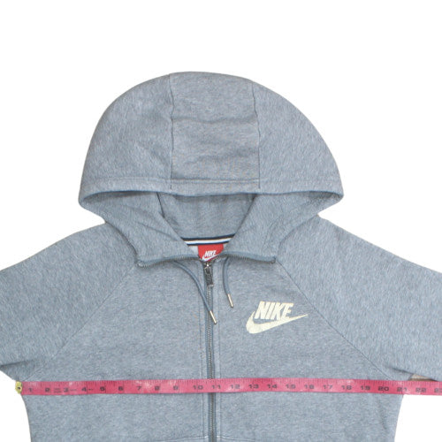 Nike Women Grey Full Zip Hoodie Medium Fleece Logo Sweatshirt