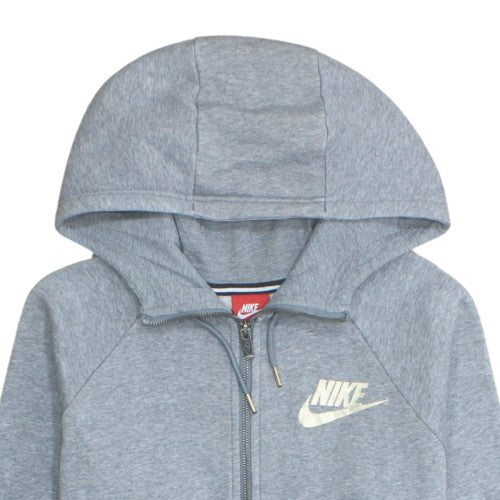 Nike Women Grey Full Zip Hoodie Medium Fleece Logo Sweatshirt