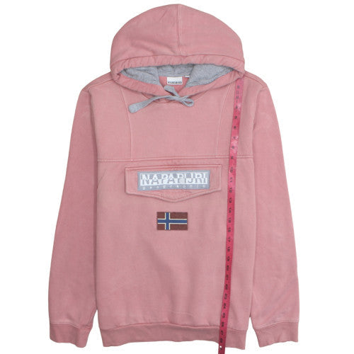 Napapijri Men’s Pink Pullover Hoodie 2XL Embroidered Logo Outdoor Style