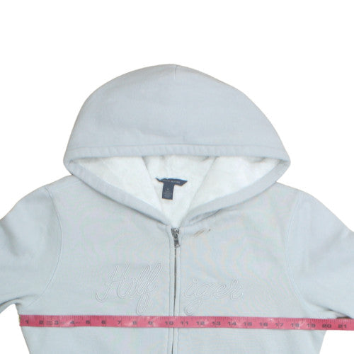 Tommy Hilfiger Women Light Blue Full Zip Hoodie Size M Fleece Lined