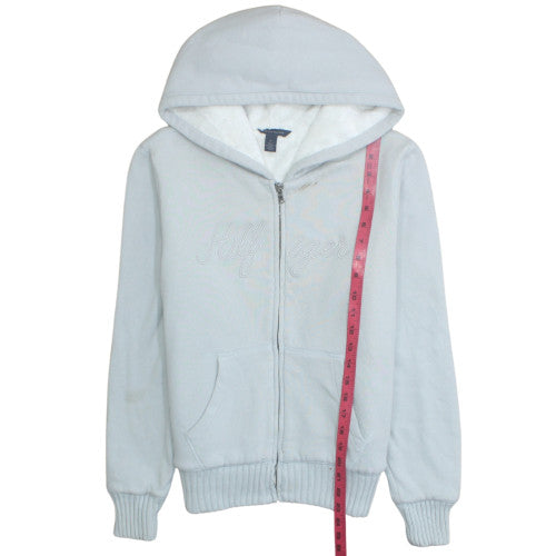 Tommy Hilfiger Women Light Blue Full Zip Hoodie Size M Fleece Lined