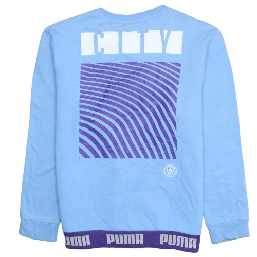 Puma Men Blue Manchester City Sweatshirt L Crew Neck Fleece