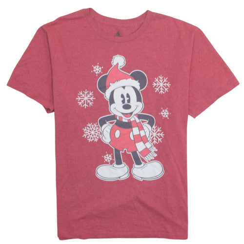 Disney Men's Red Mickey Mouse Christmas Graphic T-Shirt XL
