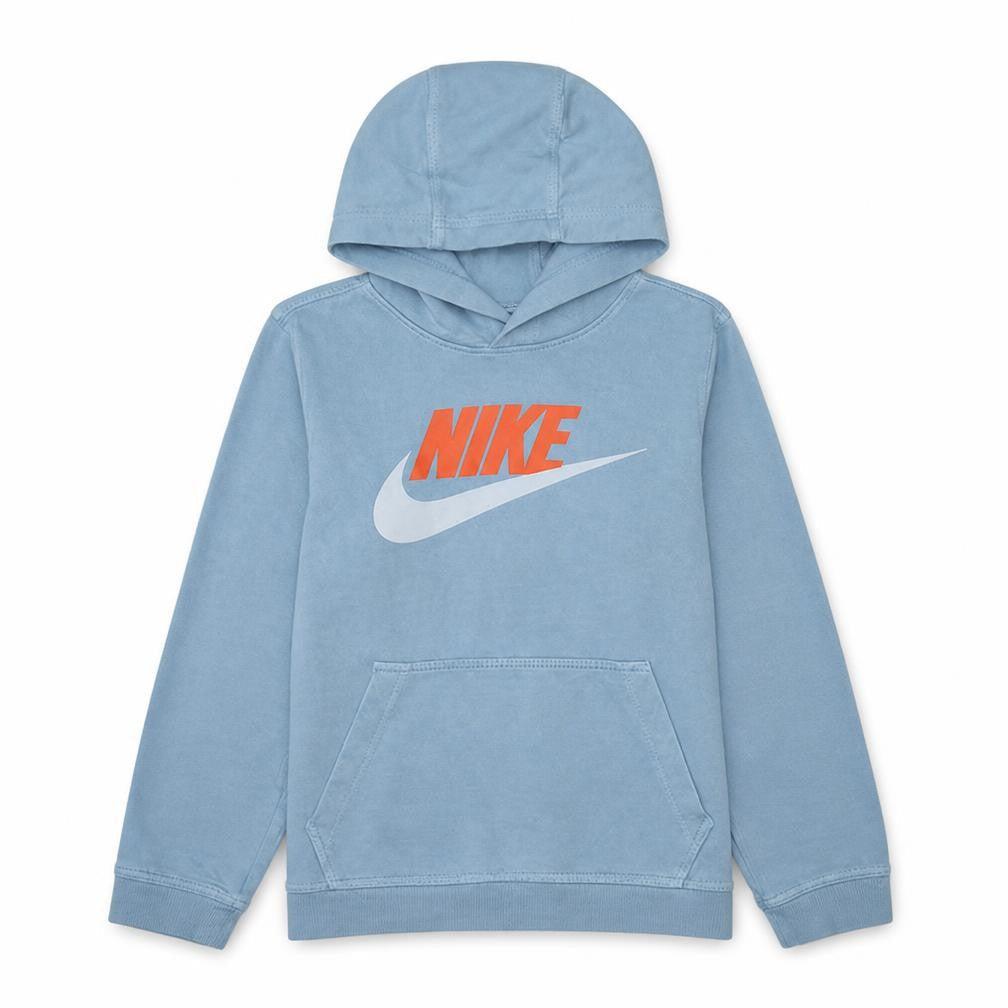 Nike Boys Blue Pullover Hoodie L Cotton Blend Graphic Logo Sweatshirt