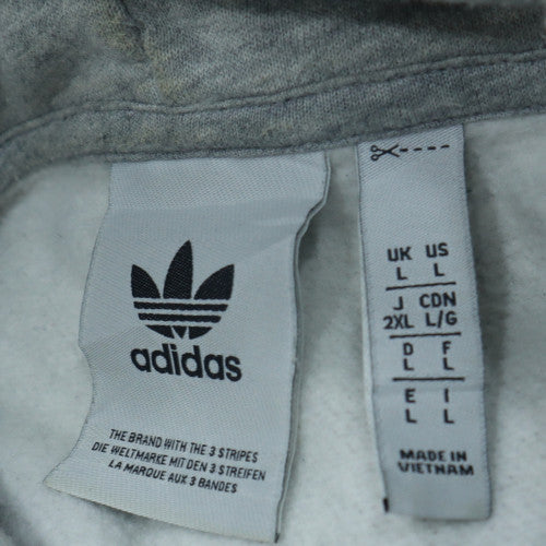Adidas Mens Grey Pullover Hoodie L Fleece Sportswear Sweatshirt