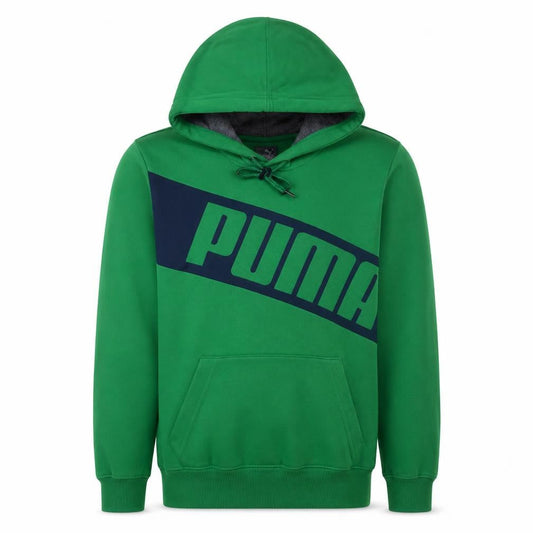 Puma Men’s Green Pullover Hoodie S Graphic Logo Fleece