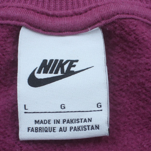 Nike Womens Pink Crew Neck Cotton Blend Pullover Sweatshirt L