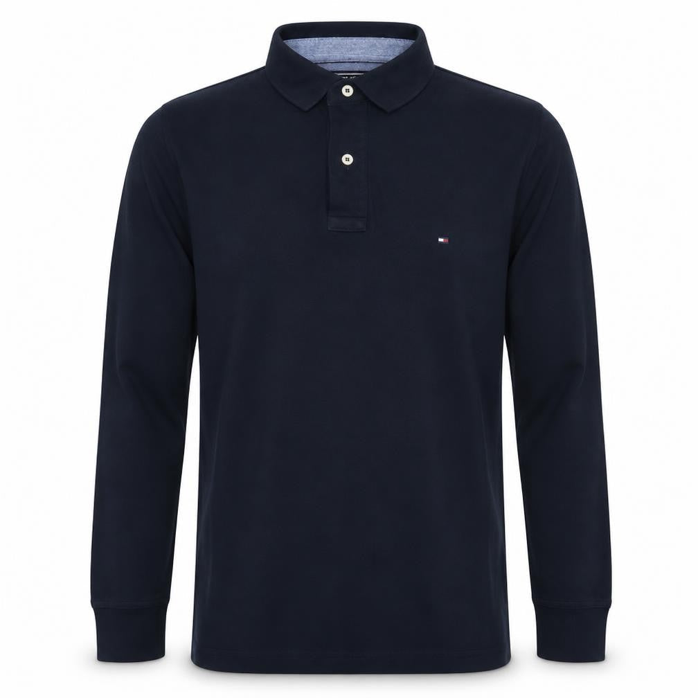 Tommy Hilfiger Men's Blue Long Sleeve Cotton Polo Shirt L Regular Fit
