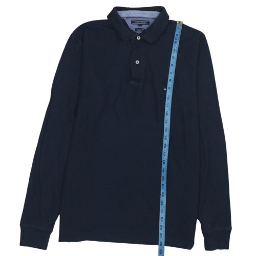 Tommy Hilfiger Men's Blue Long Sleeve Cotton Polo Shirt L Regular Fit