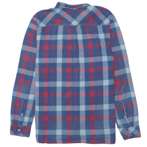 Hilfiger Denim Men's Blue Red Check Long Sleeve Button-Up Shirt L