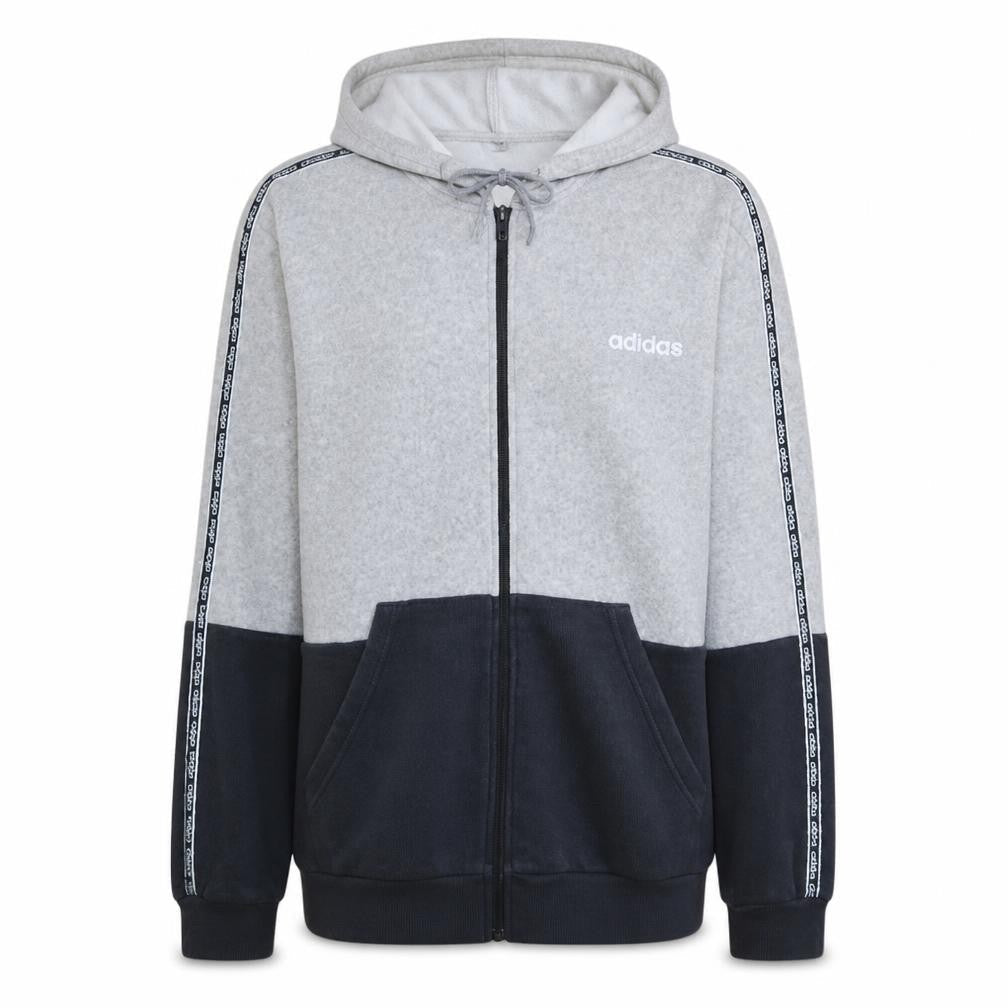 Adidas Men's Grey Full Zip Hoodie Size L Sports Fleece Sweatshirt