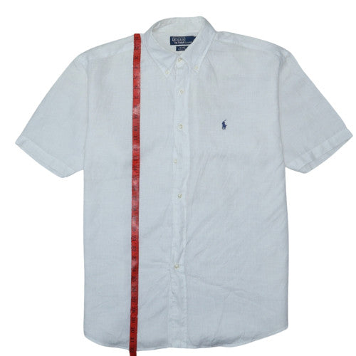 Polo Ralph Lauren Men's White Linen Short Sleeve Button-Up Shirt Size L