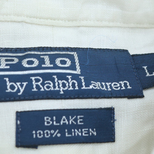 Polo Ralph Lauren Men's White Linen Short Sleeve Button-Up Shirt Size L