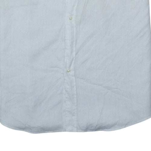 Polo Ralph Lauren Men's White Linen Short Sleeve Button-Up Shirt Size L