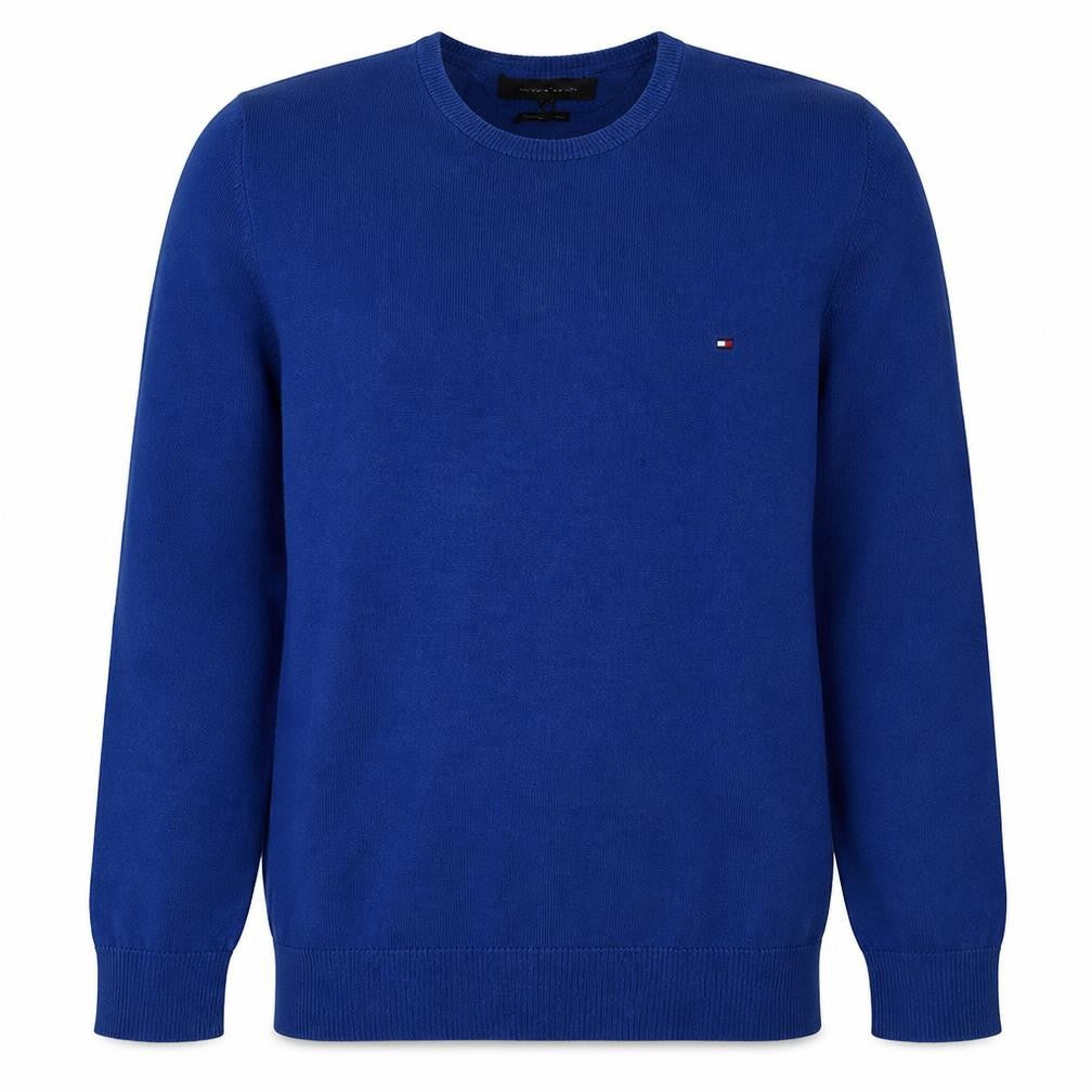 Tommy Hilfiger Men's Blue Cotton Crew Neck Pullover Jumper M