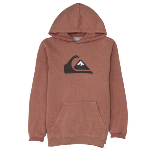 Quiksilver Boys Brown Pullover Hoodie Size 14 L Cotton Blend Logo Sweatshirt
