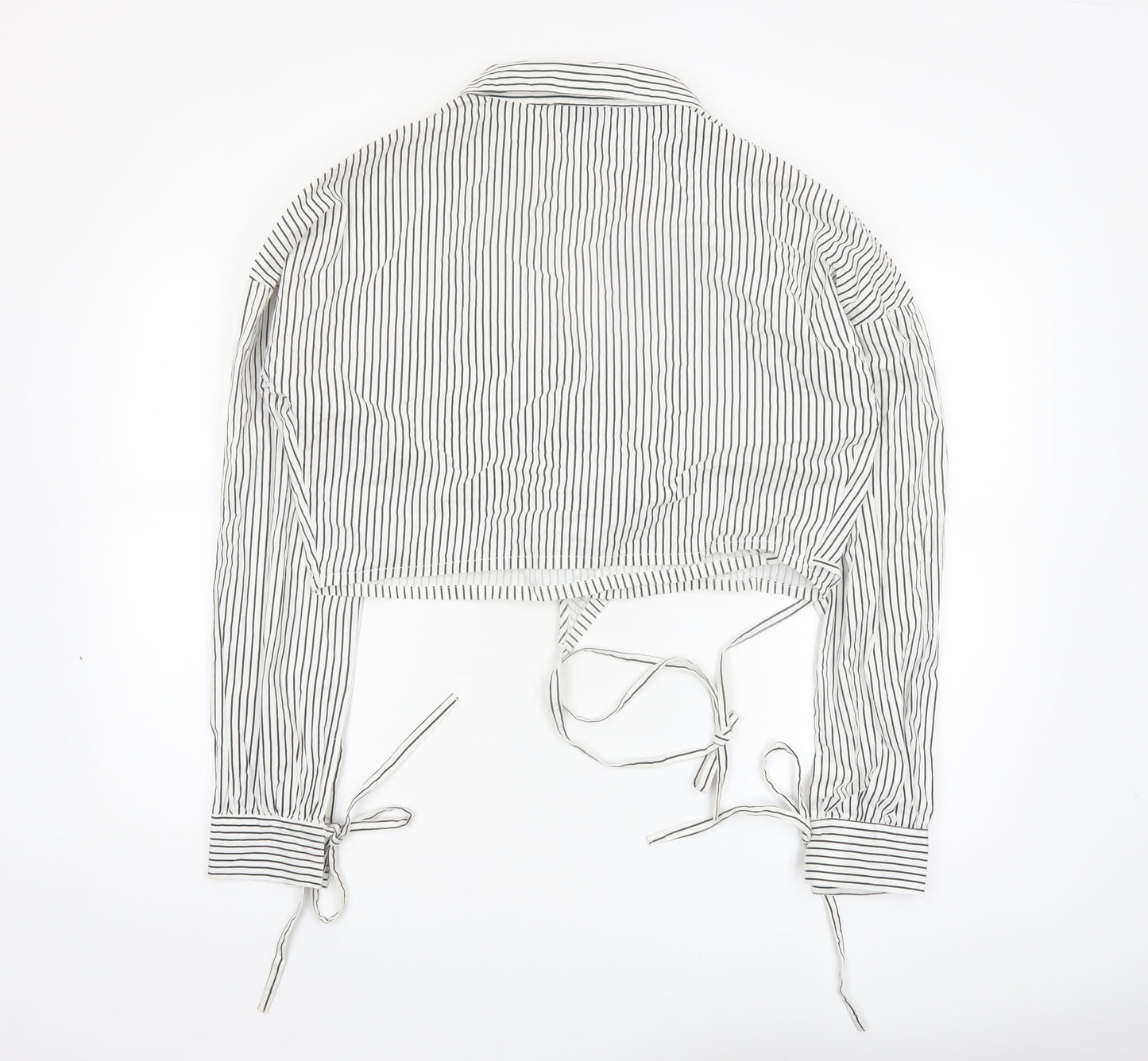 In The Style Women White Striped Cropped Wrap Blouse Size 16