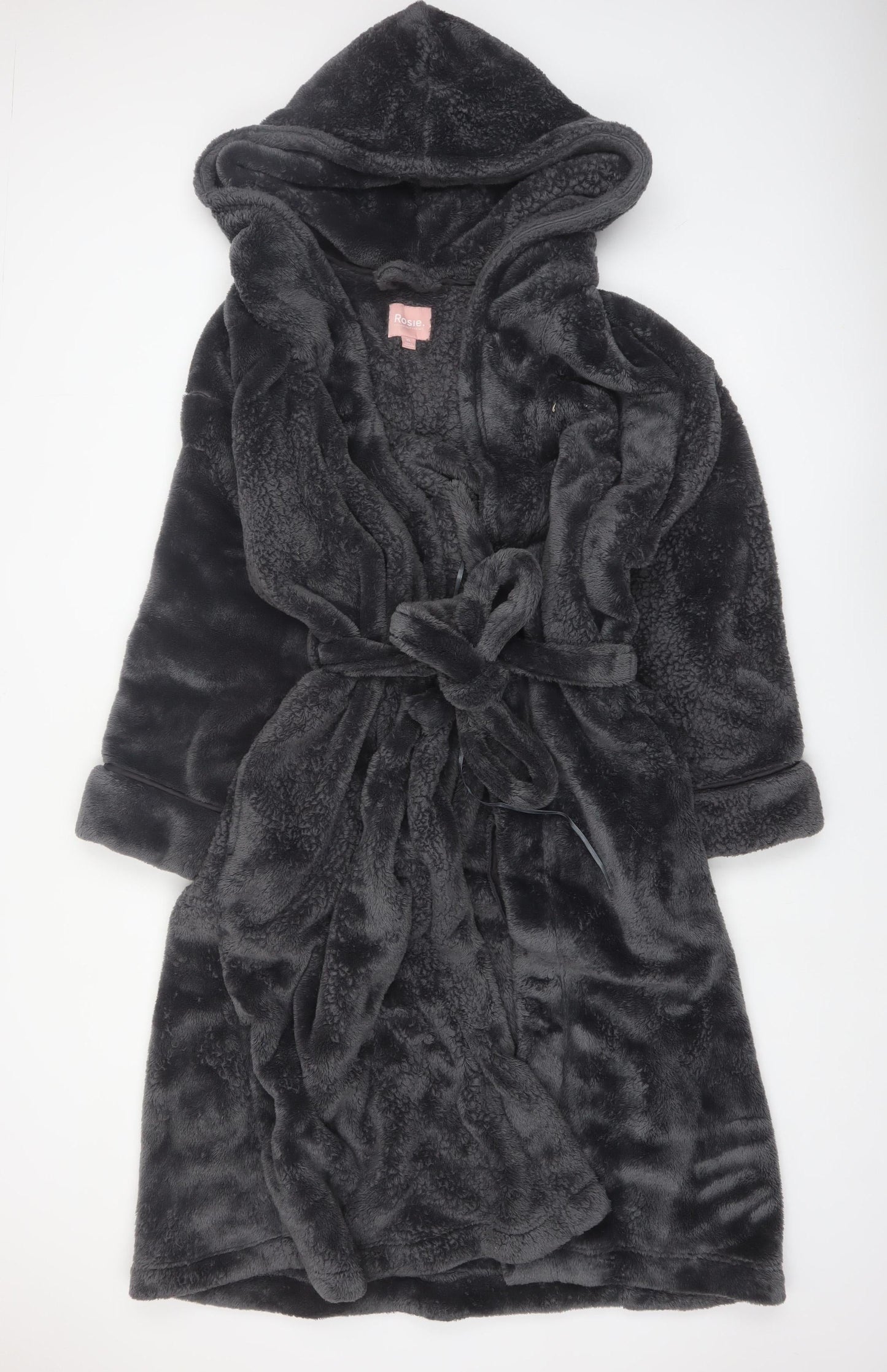 Marks and Spencer Women Grey Fleece Hooded Robe XL Winter