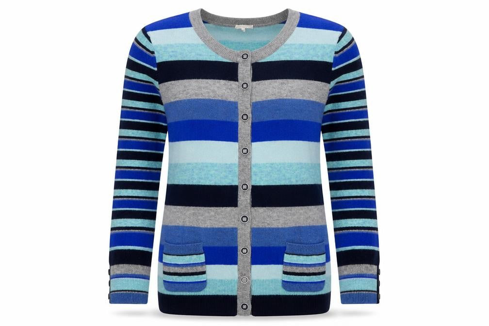 Country Casuals Women’s Multicoloured Striped Wool Angora Cardigan Size L