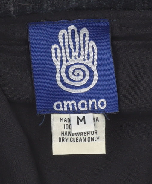 Amano Women Black Wool Midi Trumpet Knit Skirt M Bohemian Style