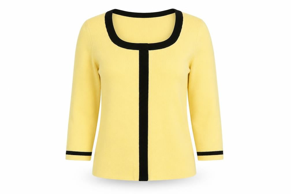 Casual Corner Annex Women Yellow Petite 3/4 Sleeve Knit Cardigan