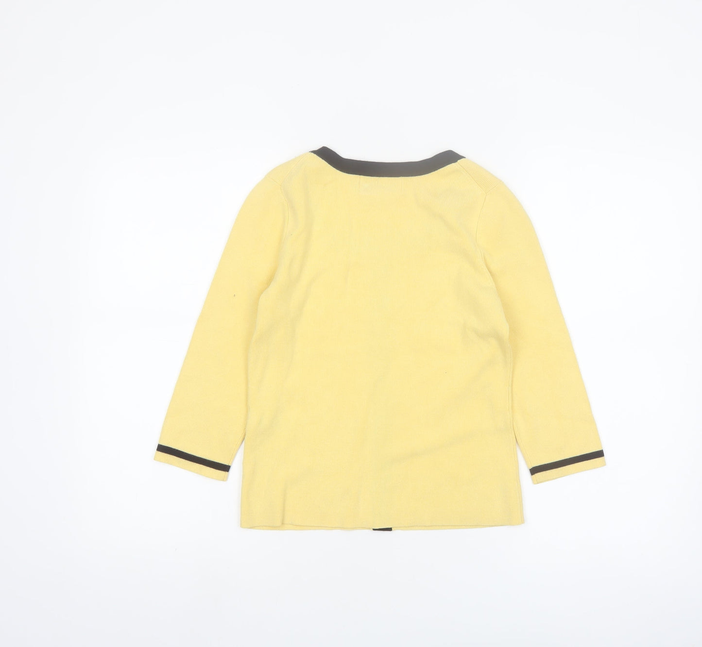 Casual Corner Annex Women Yellow Petite 3/4 Sleeve Knit Cardigan
