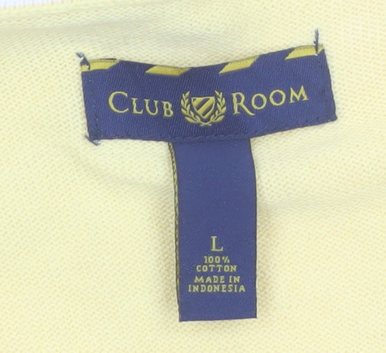 Club Room Men's Yellow Argyle Cotton V-Neck Knit Vest Size L