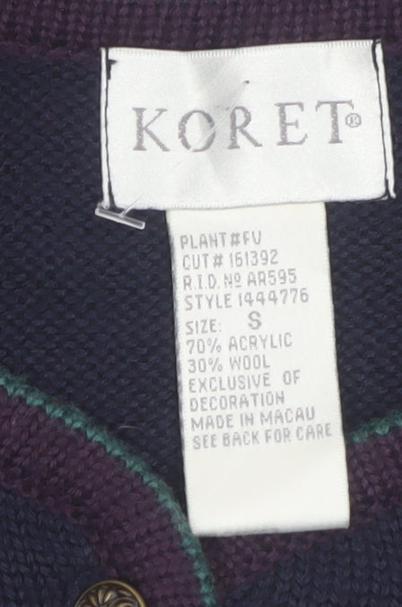 Koret Women's Navy Floral Embroidered Cardigan Jumper Size S