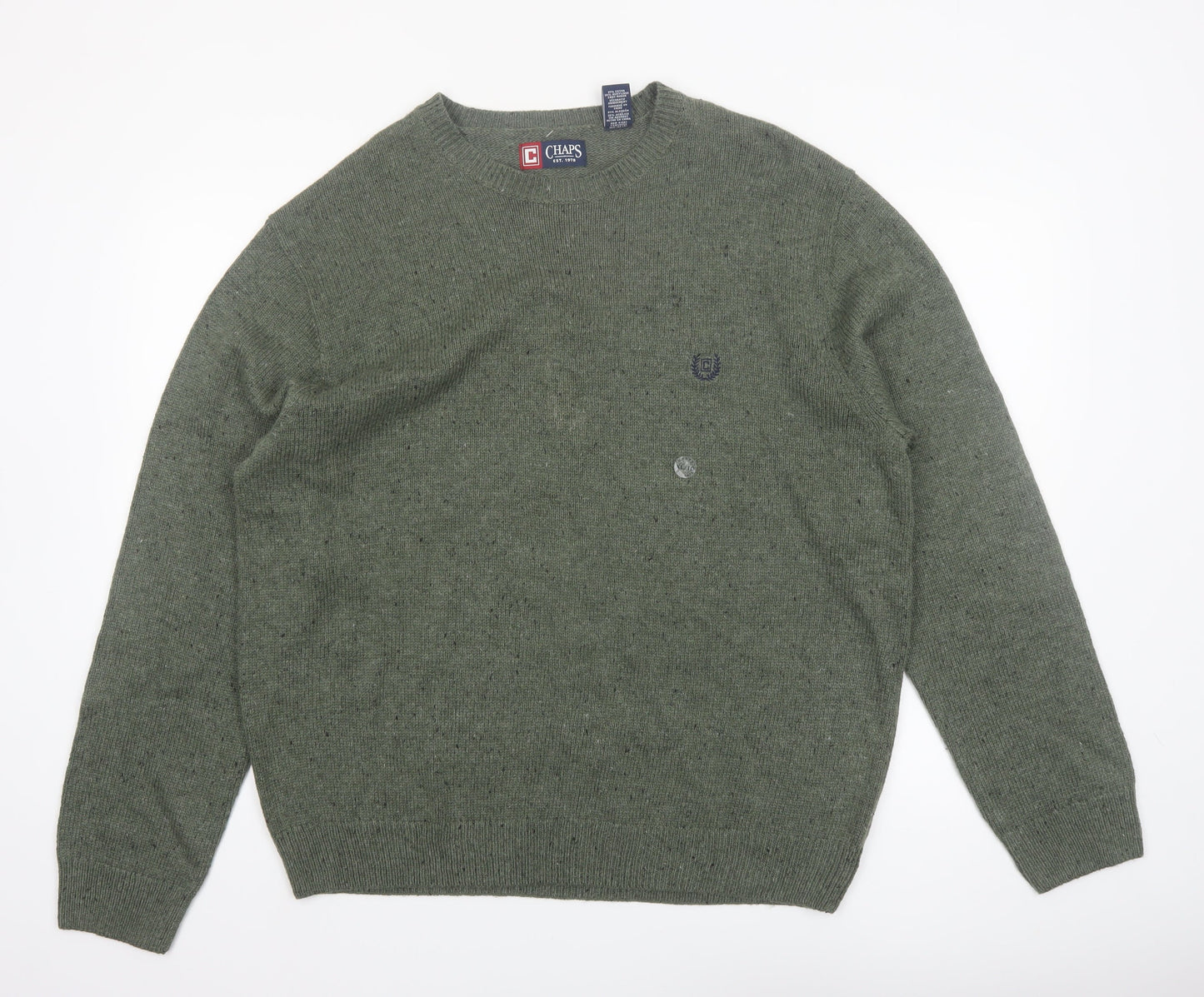 Chaps Men's Green XL Cotton Blend Crew Neck Pullover Jumper