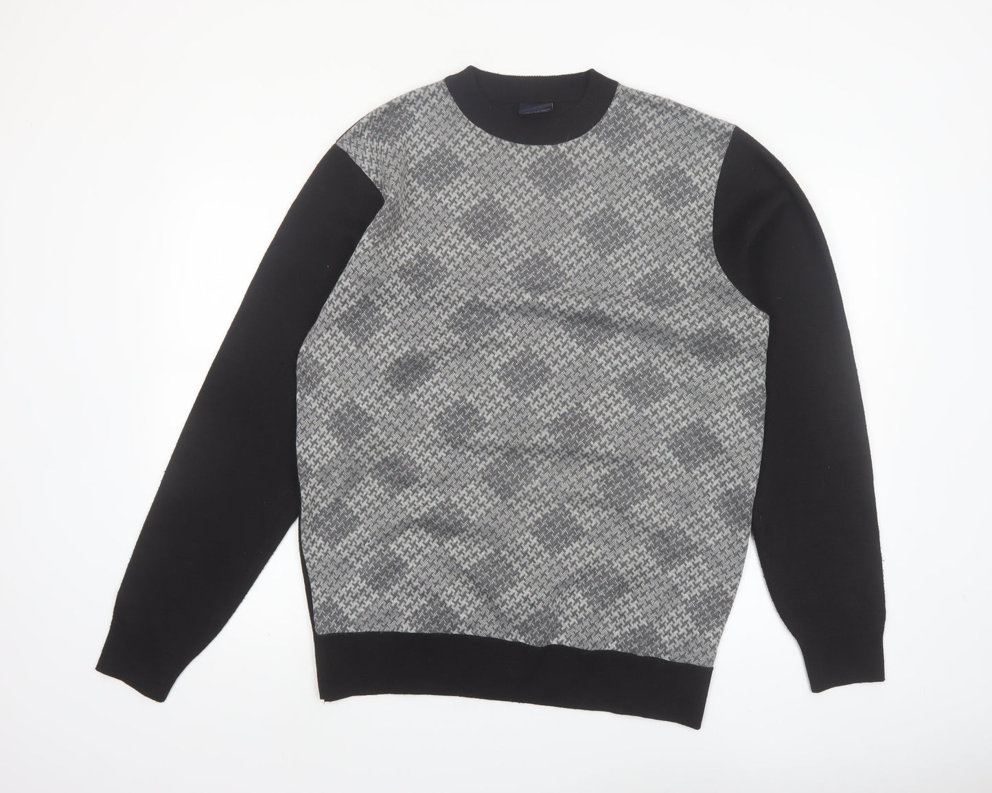 Cambridge Classics Men's Grey Geometric Knit Pullover Jumper L