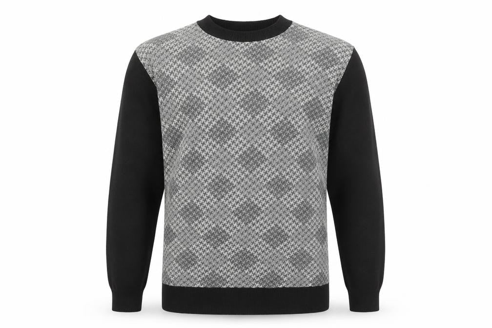 Cambridge Classics Men's Grey Geometric Knit Pullover Jumper L