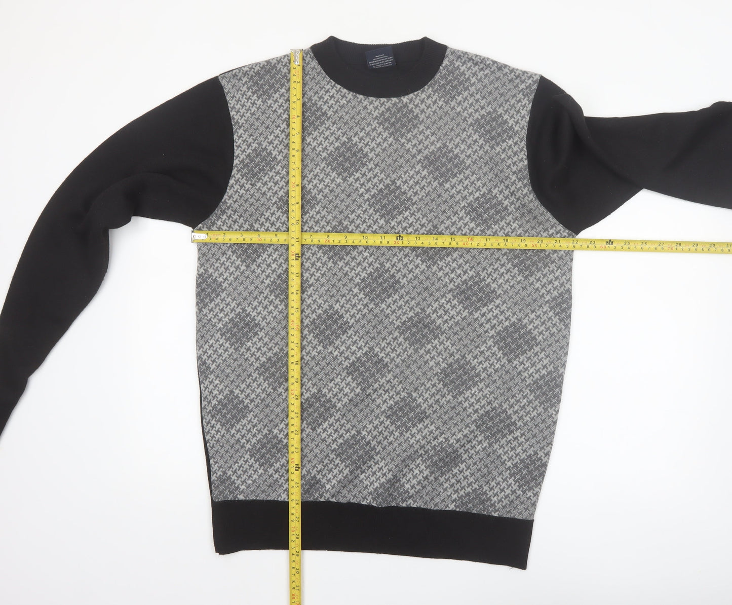 Cambridge Classics Men's Grey Geometric Knit Pullover Jumper L