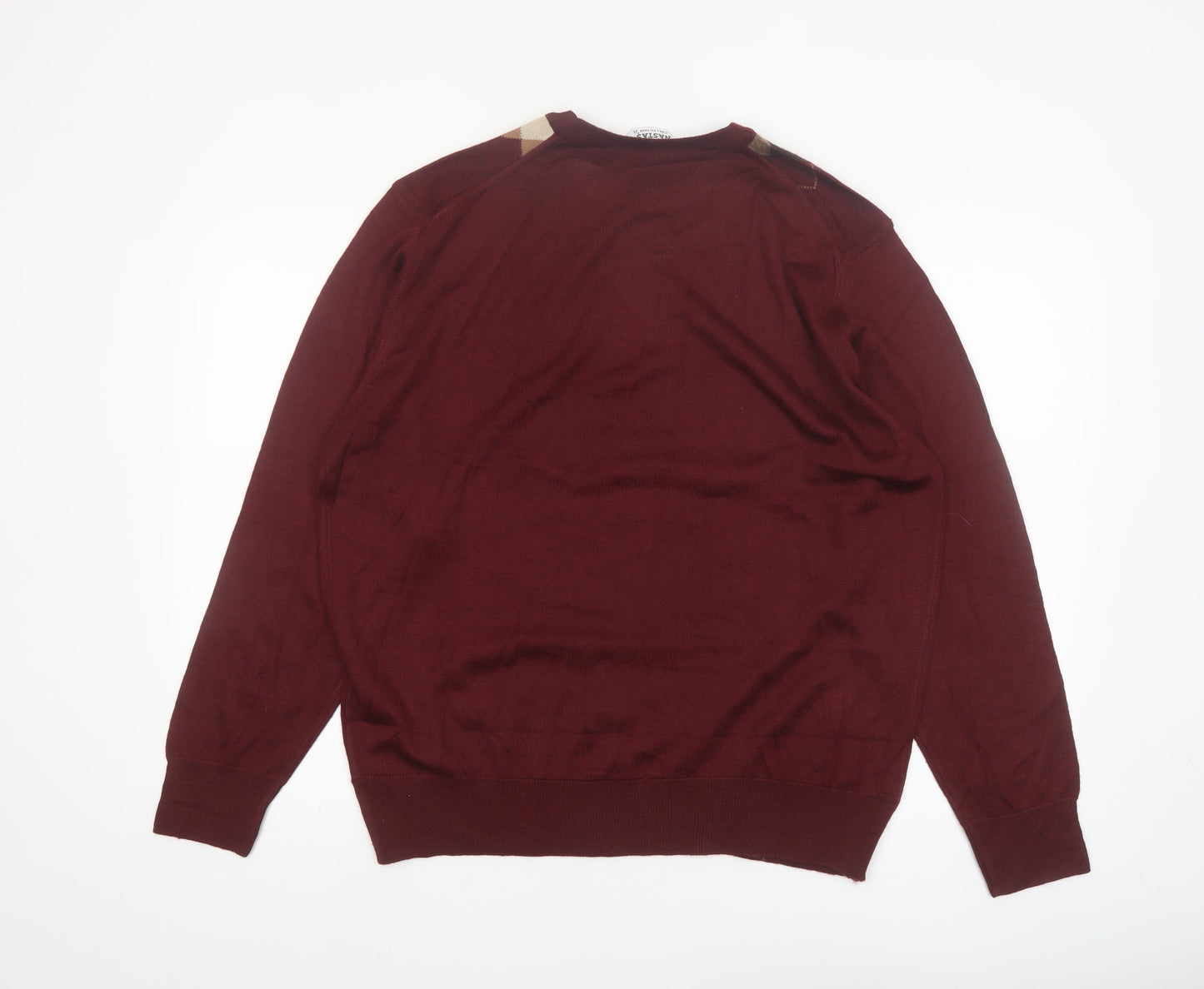 Nastas Collection Men's Burgundy Argyle Wool Blend Pullover Jumper XL