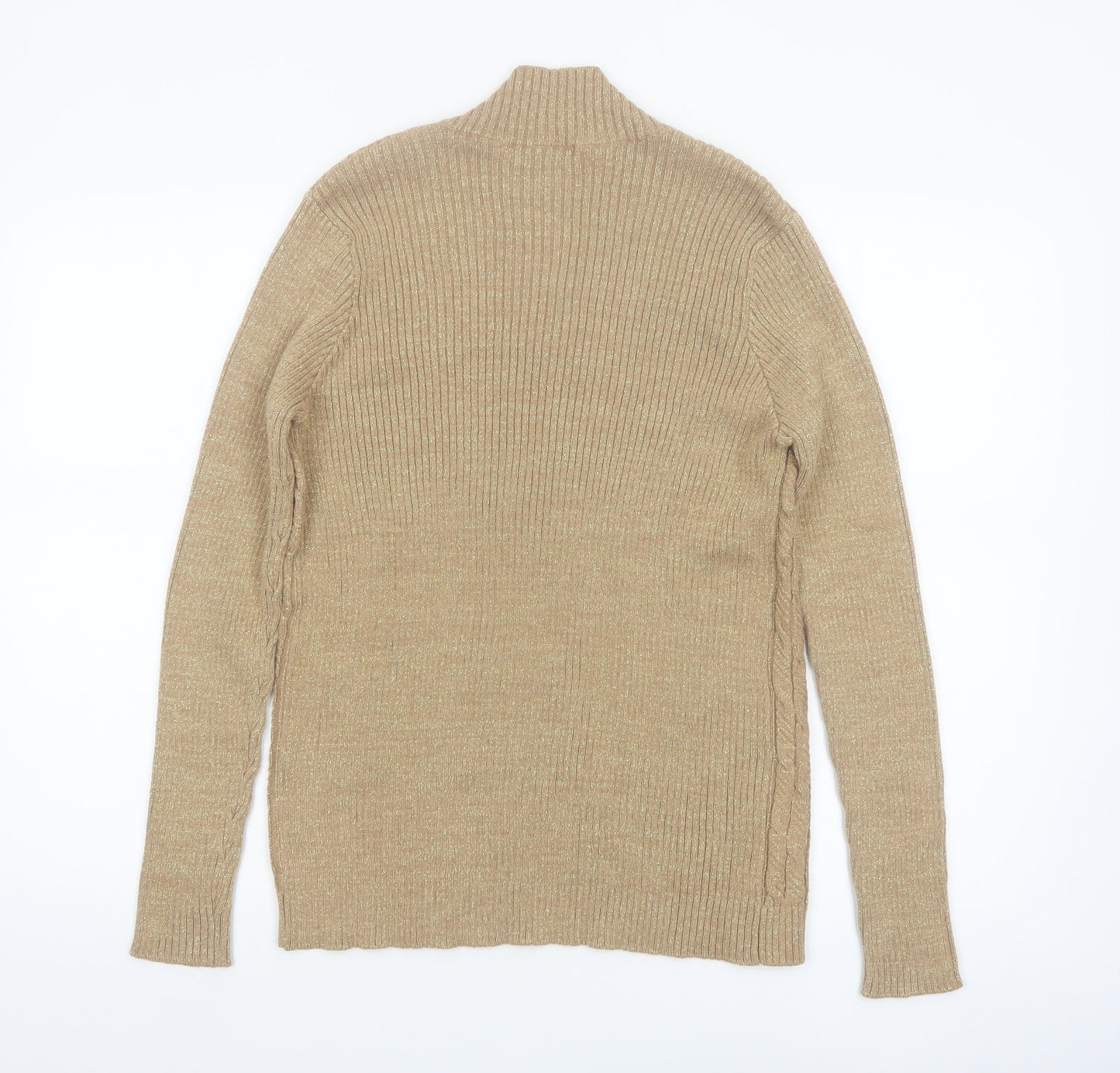 Liz Claiborne Womens Beige Cable-Knit V-Neck Jumper Size L Cotton Blend