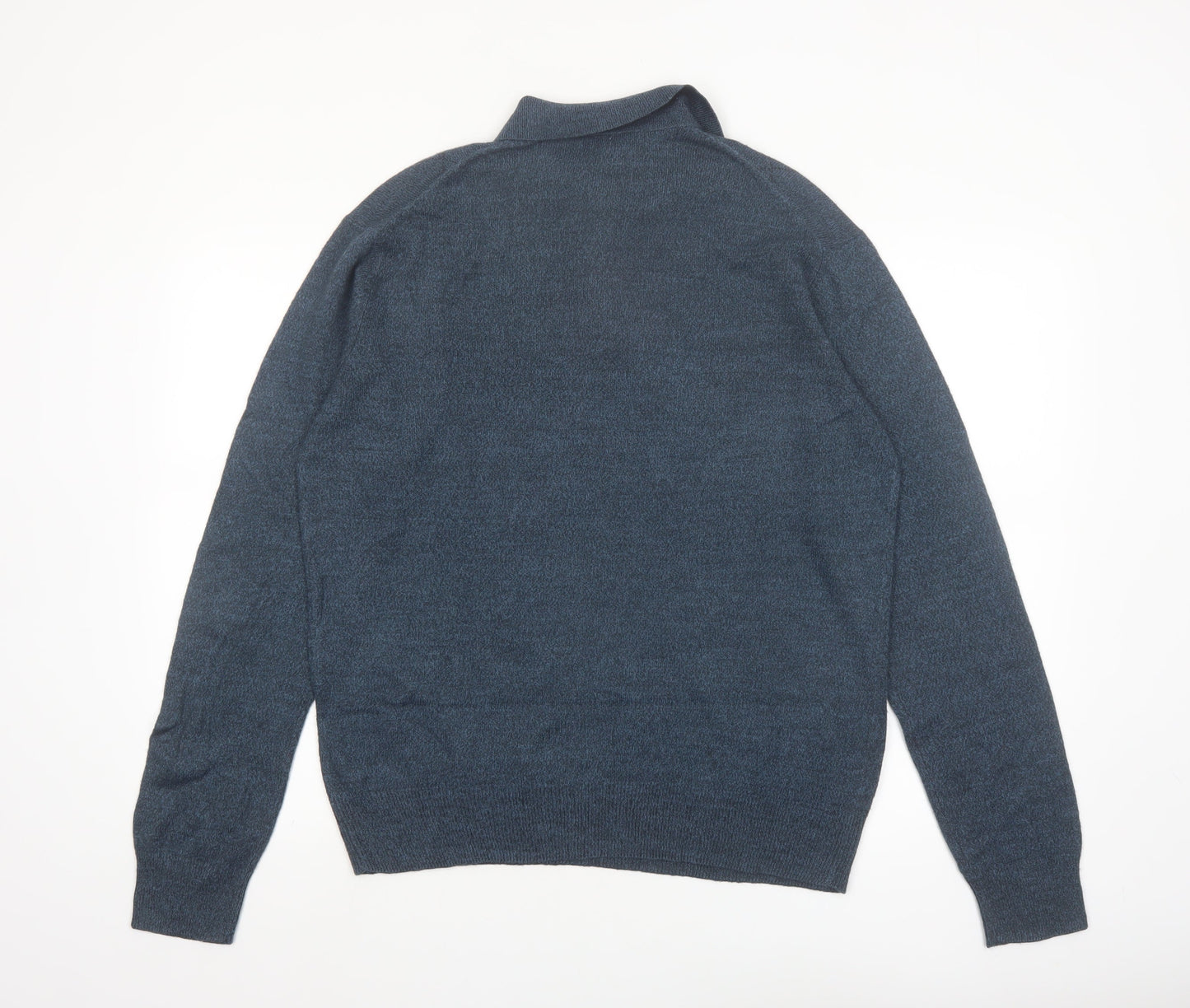 Dockers Men's Blue Argyle Collared Acrylic Henley Jumper Size M