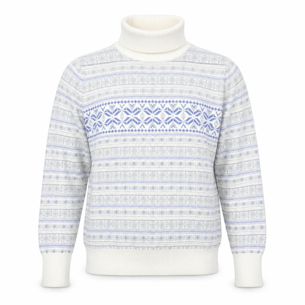 L.L.Bean Men’s Grey Fair Isle Roll Neck Cotton Cashmere Jumper M