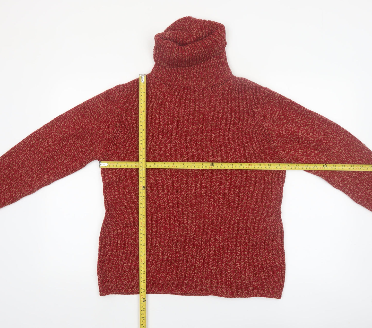 Sutton Studio Womens Red Roll Neck Chunky-Knit Merino Wool Jumper Size L