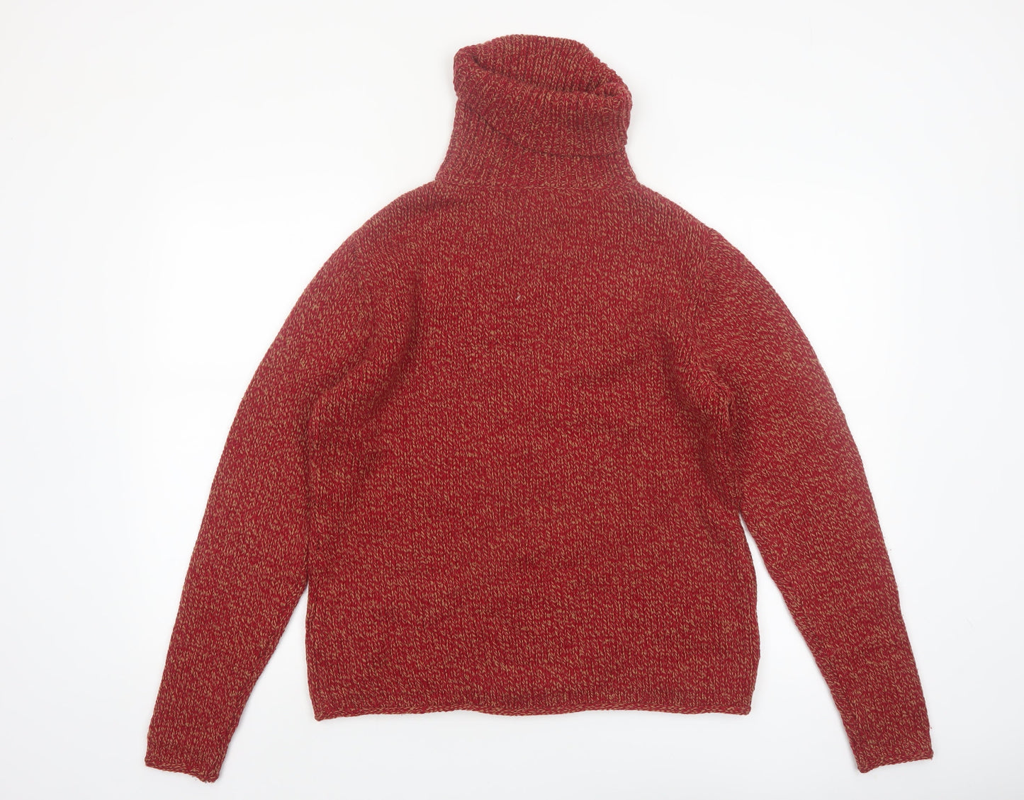 Sutton Studio Womens Red Roll Neck Chunky-Knit Merino Wool Jumper Size L
