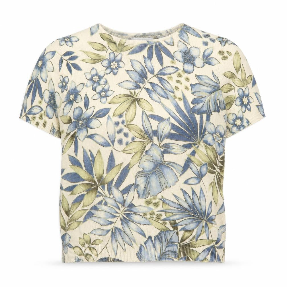 Alfred Dunner Womens Petite Multicoloured Floral Knit Short Sleeve Pullover Jumper Size S